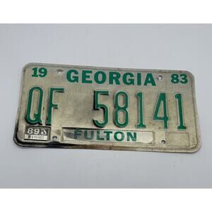 Vintage Georgia License Plate 1983 QF 58141 Fulton County